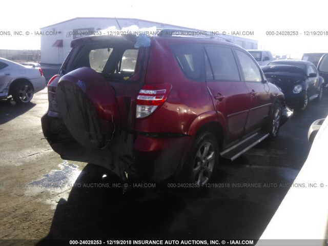 2T3YK4DV0AW004816 - 2010 TOYOTA RAV4 LIMITED RED photo 4