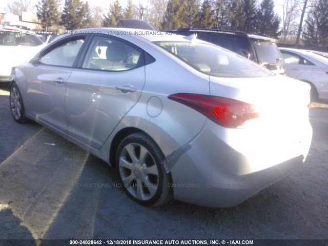 KMHDH4AE0DU637878 - 2013 HYUNDAI ELANTRA GLS/LIMITED SILVER photo 3