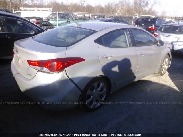 KMHDH4AE0DU637878 - 2013 HYUNDAI ELANTRA GLS/LIMITED SILVER photo 4