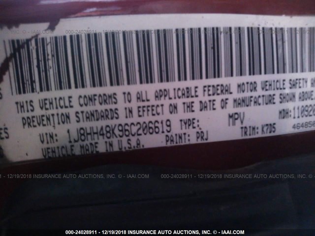 1J8HH48K96C206619 - 2006 JEEP COMMANDER Qırmızı foto 9