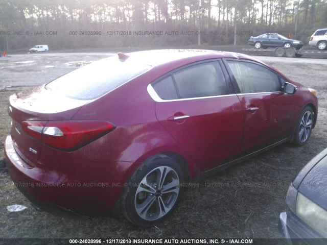 KNAFZ4A81E5065152 - 2014 KIA FORTE EX RED photo 4