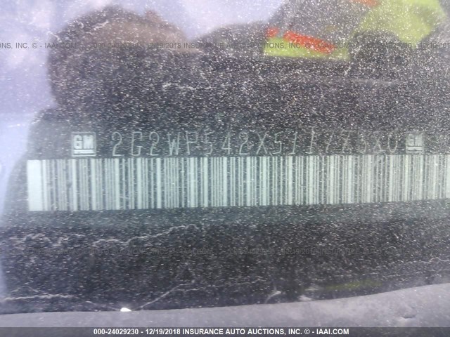 2G2WP542X51177380 - 2005 PONTIAC GRAND PRIX GRAY photo 9