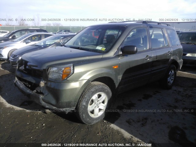 5FNYF28106B039160 - 2006 HONDA PILOT LX GREEN photo 2