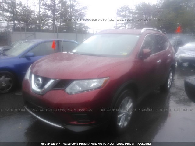 KNMAT2MV7GP645646 - 2016 NISSAN ROGUE S/SL/SV MAROON photo 2