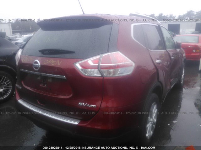 KNMAT2MV7GP645646 - 2016 NISSAN ROGUE S/SL/SV MAROON photo 4