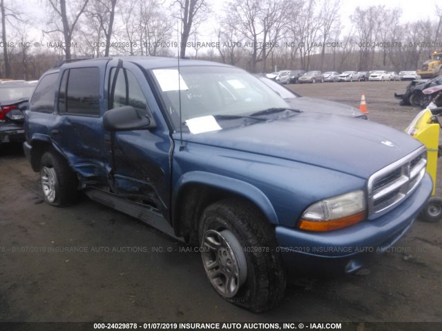 1B4HS48NX2F123631 - 2002 DODGE DURANGO SLT BLUE photo 1