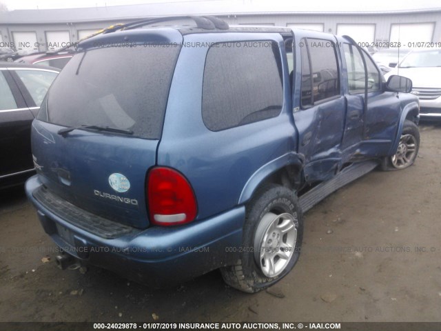 1B4HS48NX2F123631 - 2002 DODGE DURANGO SLT BLUE photo 4