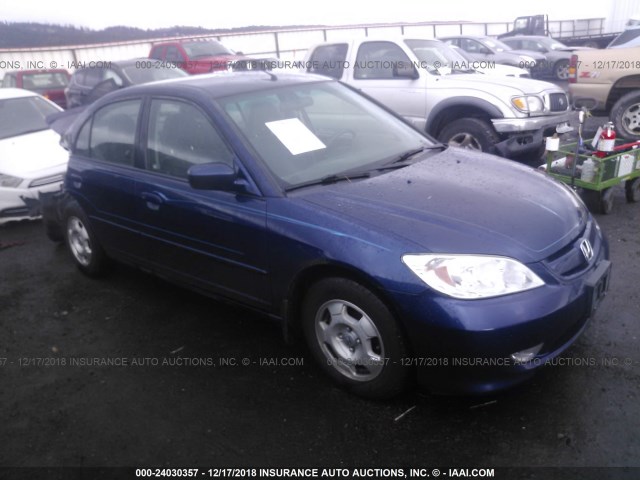 JHMES96655S013983 - 2005 HONDA CIVIC HYBRID BLUE photo 1