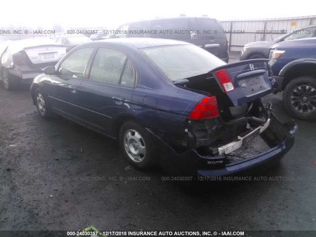 JHMES96655S013983 - 2005 HONDA CIVIC HYBRID BLUE photo 3