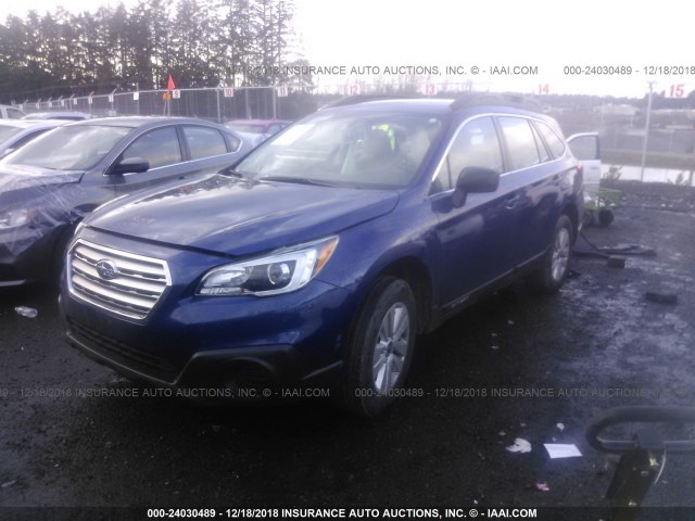 4S4BSAAC5H3215722 - 2017 SUBARU OUTBACK 2.5I BLUE photo 2