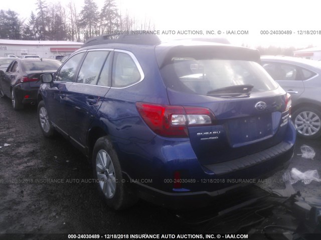 4S4BSAAC5H3215722 - 2017 SUBARU OUTBACK 2.5I BLUE photo 3