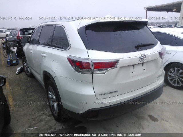 5TDYKRFH9FS108430 - 2015 TOYOTA HIGHLANDER LIMITED/LTD PLATINUM WHITE photo 3