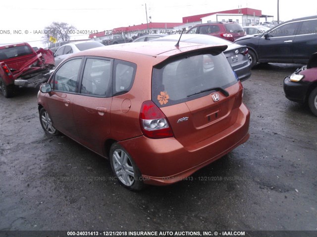 JHMGD38668S056231 - 2008 HONDA FIT SPORT ORANGE photo 3