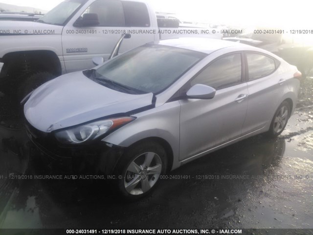 KMHDH4AE7DU605302 - 2013 HYUNDAI ELANTRA GLS/LIMITED SILVER photo 2