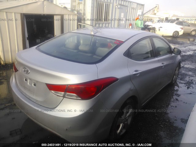 KMHDH4AE7DU605302 - 2013 HYUNDAI ELANTRA GLS/LIMITED SILVER photo 4