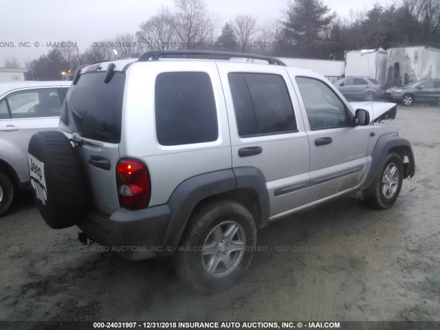 1J4GL48K23W648423 - 2003 JEEP LIBERTY SPORT/FREEDOM SILVER photo 4