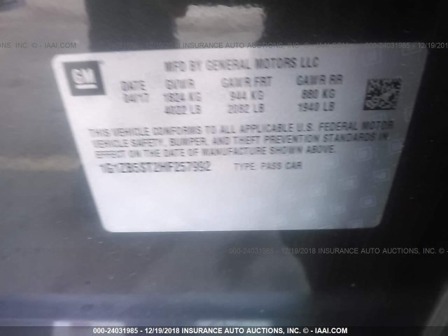 1G1ZB5ST2HF257992 - 2017 CHEVROLET MALIBU LS ნაცრისფერი ფოტო 9