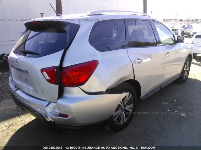 5N1DR2MN0HC637498 - 2017 NISSAN PATHFINDER S/SV/SL/PLATINUM SILVER photo 4