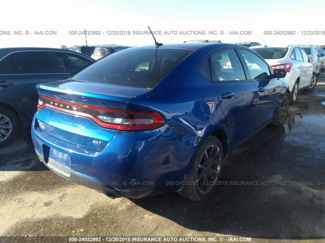 1C3CDFBA9DD328630 - 2013 DODGE DART SXT BLUE photo 4