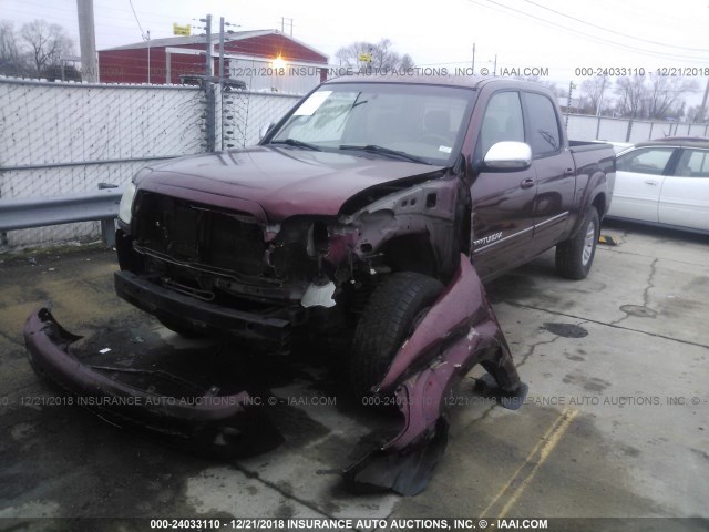 5TBDT44154S454596 - 2004 TOYOTA TUNDRA DOUBLE CAB SR5 MAROON photo 2