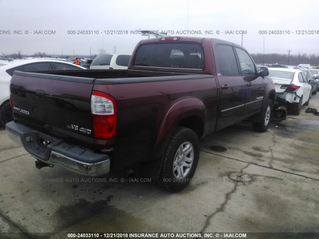 5TBDT44154S454596 - 2004 TOYOTA TUNDRA DOUBLE CAB SR5 MAROON photo 4