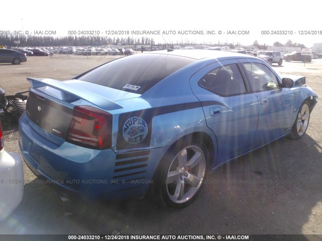 2B3KA73W48H171809 - 2008 DODGE CHARGER SRT-8 BLUE photo 4