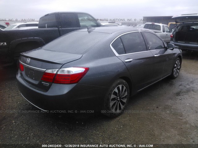 1HGCR6F72FA005585 - 2015 HONDA ACCORD HYBRID/TOURING GRAY photo 4