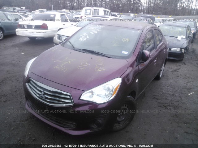 ML32F3FJ3HHF15389 - 2017 MITSUBISHI MIRAGE G4 ES PURPLE photo 2