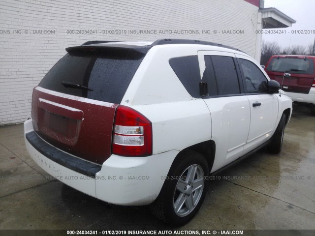 1J8FT470X8D620236 - 2008 JEEP COMPASS SPORT WHITE photo 4