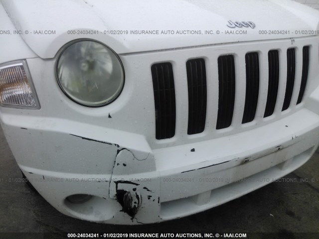 1J8FT470X8D620236 - 2008 JEEP COMPASS SPORT WHITE photo 6