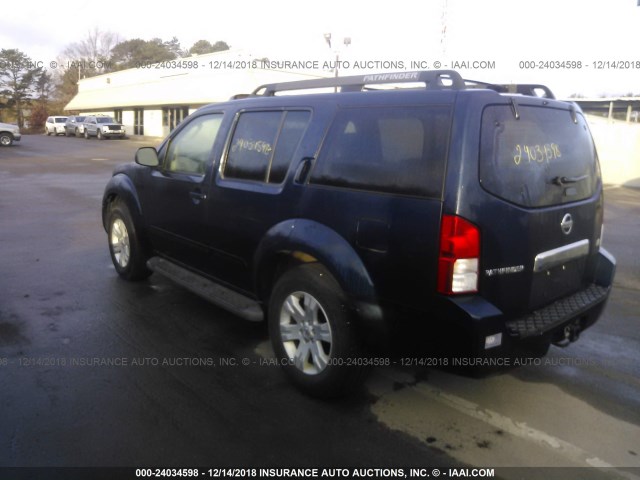 5N1AR18W46C632429 - 2006 NISSAN PATHFINDER LE/SE/XE BLUE photo 3