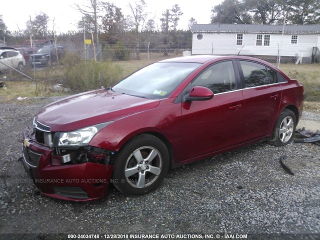 1G1PF5SC2C7149998 - 2012 CHEVROLET CRUZE LT RED photo 2