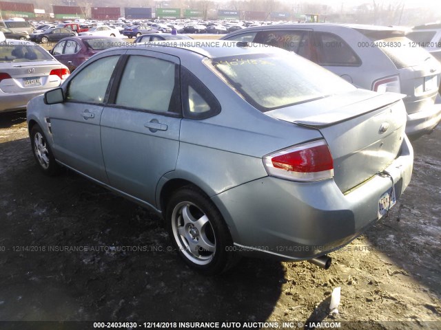 1FAHP35NX8W135277 - 2008 FORD FOCUS SE/SEL/SES BLUE photo 3