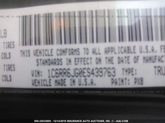 1C6RR6JG0ES439763 - 2014 RAM 1500 LARAMIE BLACK photo 9