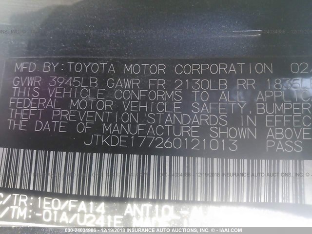 JTKDE177260121013 - 2006 TOYOTA SCION TC Qara foto 9