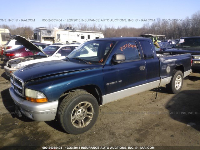 1B7GL42N52S538285 - 2002 DODGE DAKOTA SLT BLUE photo 2