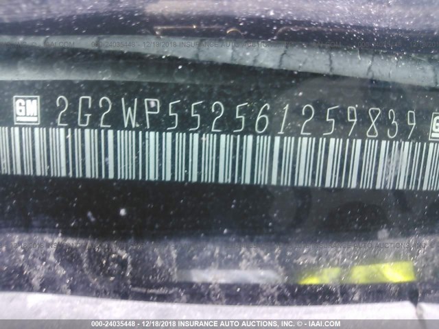2G2WP552561259839 - 2006 PONTIAC GRAND PRIX ვერცხლისფერი ფოტო 9