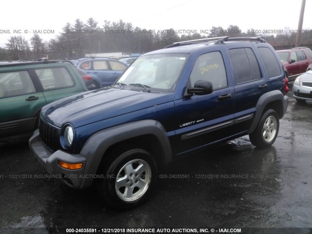 1J4GL48K33W551568 - 2003 JEEP LIBERTY SPORT/FREEDOM BLUE photo 2