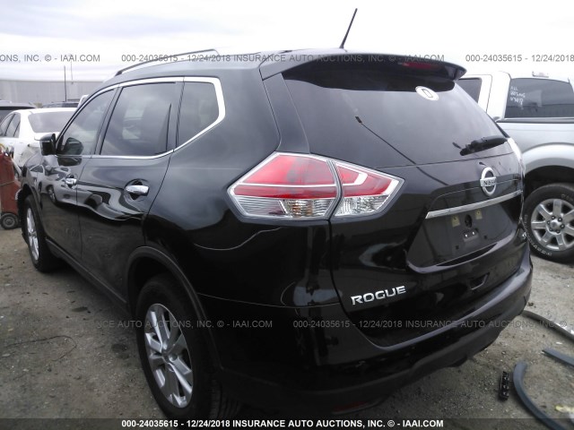 KNMAT2MTXGP645381 - 2016 NISSAN ROGUE S/SL/SV BLACK photo 3