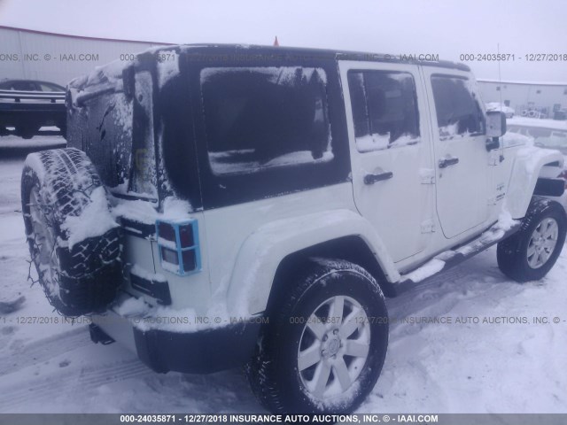 1C4BJWEG3DL514962 - 2013 JEEP WRANGLER UNLIMITE SAHARA WHITE photo 4