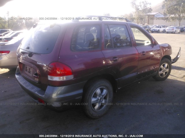 KM8SC13D75U874104 - 2005 HYUNDAI SANTA FE GLS/LX RED photo 4