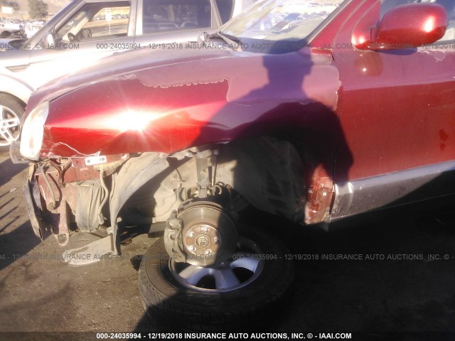 KM8SC13D75U874104 - 2005 HYUNDAI SANTA FE GLS/LX RED photo 6