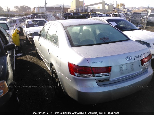 5NPEU46F26H025345 - 2006 HYUNDAI SONATA GLS/LX SILVER photo 3