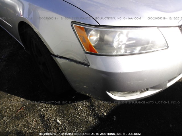 5NPEU46F26H025345 - 2006 HYUNDAI SONATA GLS/LX SILVER photo 6