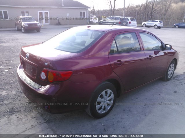 JTDBL40E499025463 - 2009 TOYOTA COROLLA LE/XLE RED photo 4