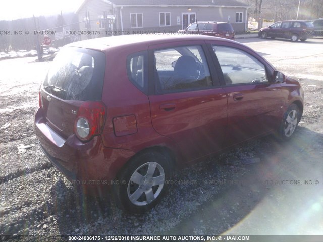 KL1TD66E09B340698 - 2009 CHEVROLET AVEO LS/LT Կարմիր լուսանկար 4