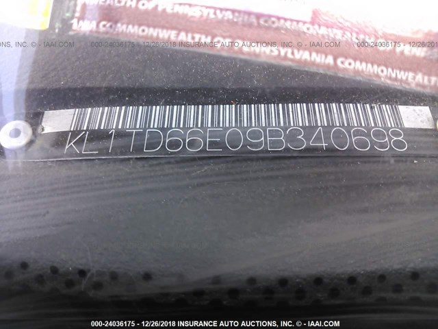 KL1TD66E09B340698 - 2009 CHEVROLET AVEO LS/LT Կարմիր լուսանկար 9