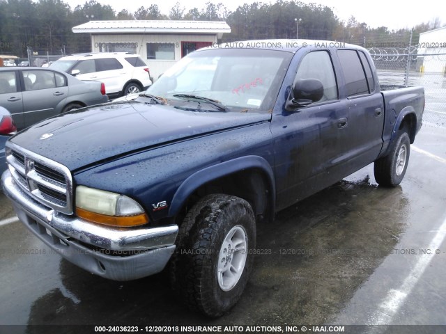 1B7HG2AZ2YS777187 - 2000 DODGE DAKOTA QUAD BLUE photo 2