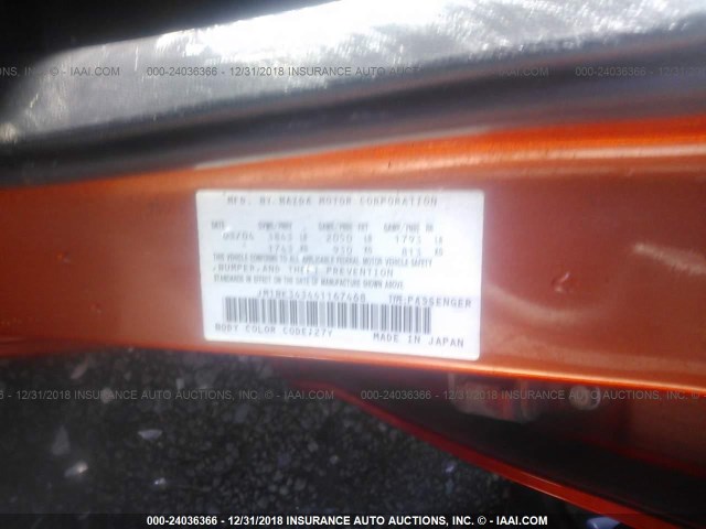 JM1BK343441167468 - 2004 MAZDA 3 HATCHBACK ORANGE photo 9