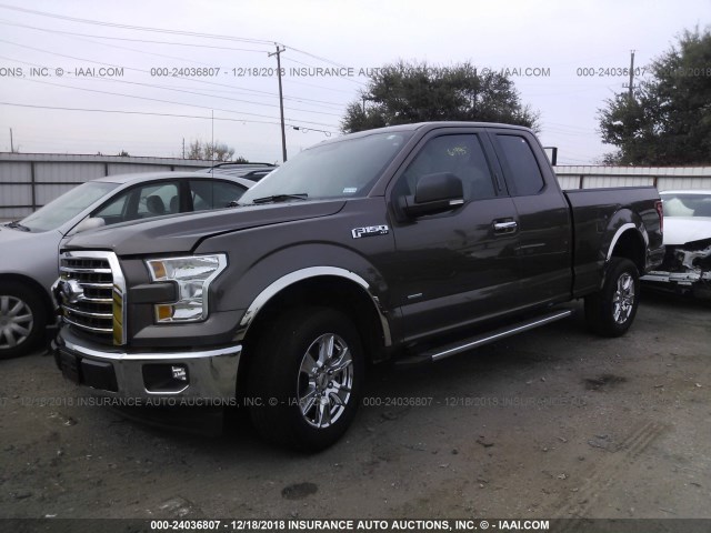 1FTEX1CP5HKC76464 - 2017 FORD F150 SUPER CAB BROWN photo 2